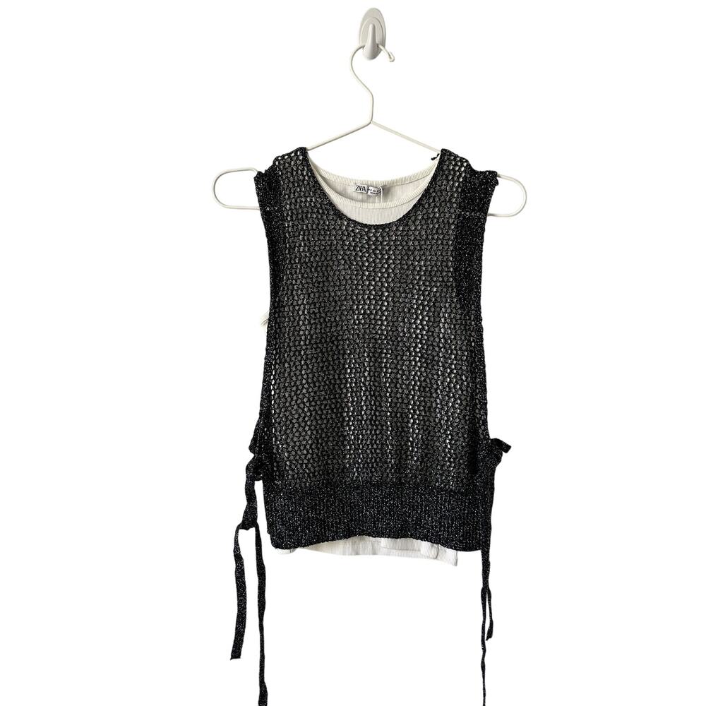 NWT Zara Black and White Vest Tank Blouse size Small